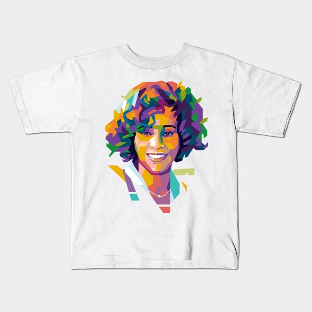 Whitney Houston Popart Uncurve Kids T-Shirt by REKENINGDIBANDETBRO